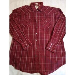 Ely Cattleman Pearl Snap Western Shirt Mens XL Tall Man Plaid